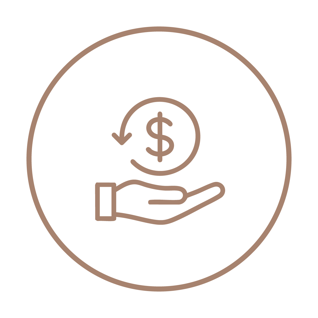 Hand holding money symbol icon